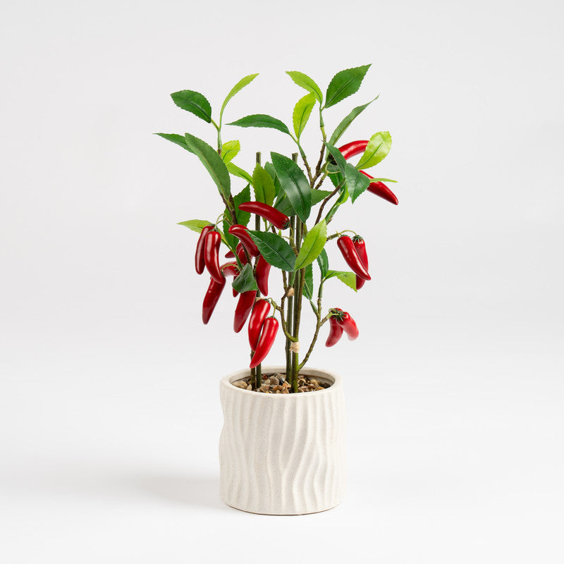 49cm Artificial Chilli Plant in Ceramic Pot
